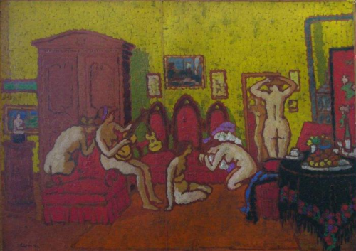Rippl-Rónai József: Bordélyház, olaj/tábla, 68x92 cm
